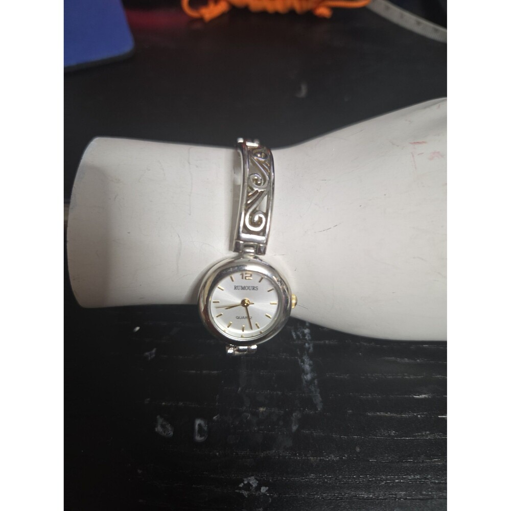 Vintage Rumours Two-Tone Filigree Bangle Watch - Adjustable Jewelry Clasp
